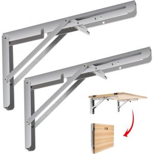 Console pliante robuste deux &eacute;querres d&eacute;tag&egrave;re de 400 mm table murale pliante &agrave; 90&deg; capacit&eacute; de charge de 120 kg.