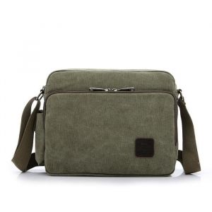 Sac bandoulière Homme Sac Porté épaule Vintage Sac Besace Sacoche en Toile Petit école pour occasionnels loisir Vert