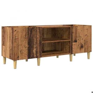 Meuble &agrave; vinyles - vidaxl - Bois ancien - 121x38x48 cm - Bois ding&eacute;nierie - Capacit&eacute; de rangement g&eacute;n&eacute;reuse