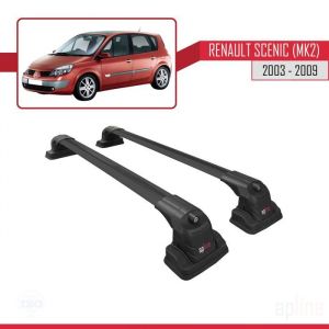 Barres de Toit - ACE-3 - Compatible Renault Scenic MK2 - Aluminium - Noir - 2 Barres