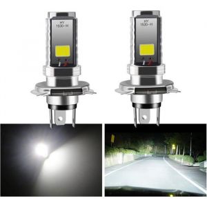 2 PCS Ampoule H4 led Phare 12V moto/voiture Phare De Ampoules COB 12W Ampoule LED pour Feux de route/feux de croisement PHARES