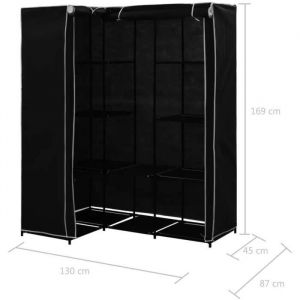 Armoire de rangement dangle noire - Dressing penderie tissu (169x129x87CM) - M&eacute;tal - Mat