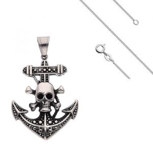 Collier - Homme - Cha&icirc;ne et Pendentif - Ancre - Gothique - Argent Tib&eacute;tain - 50 cm