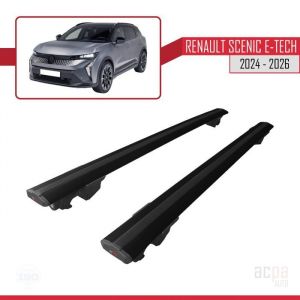 Barres de Toit pour Renault Scenic E-Tech 2024-2026 HOOK Model Railing Porte-Bagages de Voiture Noir Aluminium 2 Barres