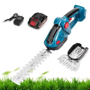 Taille-haie &Eacute;lectrique Sans Fil 24 V Taille-haie et Cisaille &agrave; Gazon 2 en 1 Lames 120 mm + 300 mm pour Arbustes Jardin Pelouse