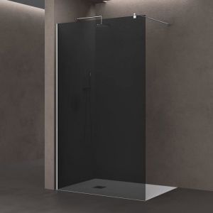 Sogood Paroi de Douche Verre de S&eacute;curit&eacute; Gris Teint&eacute; 10mm Douche &agrave; LItalienne Stabilisateur Rond Bremen2VG 90x200 cm
