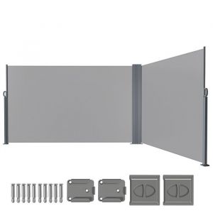 Daromigo Double Auvent lat&eacute;ral R&eacute;tractable 160x600cm Paravent Ext&eacute;rieur Store lat&eacute;ral patio Protection R&eacute;sistant Gris PARAVENT