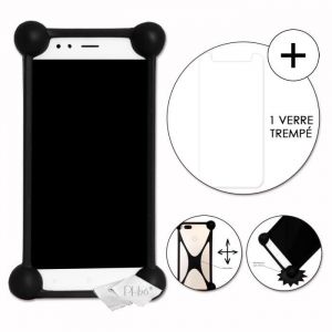 Coque de protection - Doogee - X70 - Bumper noir antichoc - Verre tremp&eacute; 9H - Ultra fin 0.26mm