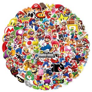 Autocollant 100 Pcs Mario Couleurs Stickers Imperméable Vinyle Autocollant pour Telephone Ordinateur Portable MacBook