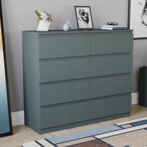 Commode Denver verte avec 8 tiroirs – Meuble de chambre moderne