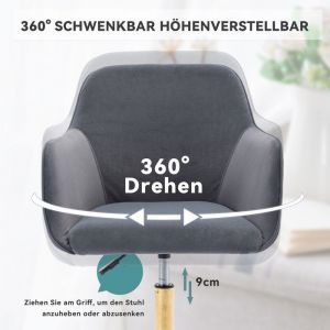 Nouvelle chaise tournante r&eacute;glable en hauteur en tissu velours pour int&eacute;rieur de bureau avec jambes dor&eacute;es gris
