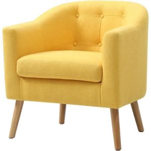 Fauteuil JOYCE - Tissu effet feutrine - Jaune  - Style scandinave - L 70 x P 64 cm
