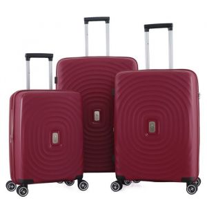 Lot de 3 valises Extensible Rigide Trolley Polycarbonate - LYS Paris 2401/3 - Rouge