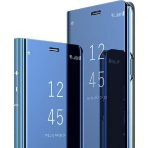 Coque Huawei P30 Lite Miroir Smart Clear View Mince Cuir avec Support Anti-Rayures pour Huawei P30 Lite Bleu