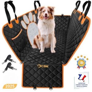 Housse de protection pour siège auto chien BCSK® - Siège arrière lavable adaptable tous véhicule sécurisée avec filet de