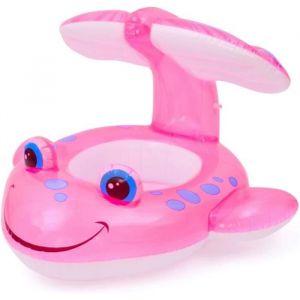 Bouée gonflable pour bébé - Baleine - Siège et auvent - Rose