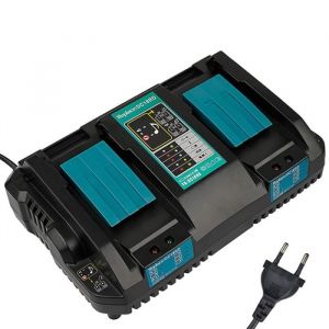Makita Chargeur rapide double pour 2 batteries pour Makita DC18RD 14.4 V - 18 V DC18RA DC18RC pour Makita 2 Batteries