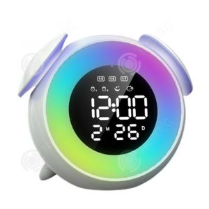 INN R&eacute;veil num&eacute;rique multifonctionnel Reveil Horloge avec lampe de chevet rechargeable avec musique lumi&egrave;re ambiante r&eacute;veil pour Bla
