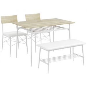 table &agrave; manger avec deux chaises banc ensemble de Table 4 pi&egrave;ces table de cuisine avec &eacute;tag&egrave;res pour 4 personnes petit groupe