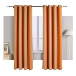 HONGYA Rideaux occultant thermiques à œillets uni chambre-salon Orange L/H 135x145cm 1 pièce
