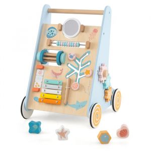 DREAMADE Trotteur en Bois pour Bébé Marcheur de Position Assise à Debout Centre dActivités dApprentissage à Pousser et Tirer