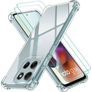 Coque pour Motorola Moto G56 5G + 2 Verres tremp&eacute;s - Etui Housse Transparent Vitre Protection Ecran Verre Tremp&eacute;