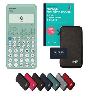 Casio fx-92 Collège avec housse de protection Gris foncé et manuel (88 pages DIN A5) – Calculatrice scientifique – Smart Set