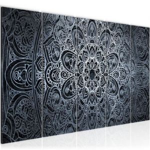 Runa art Tableau D&eacute;coration Murale Bilder Mandala 200x80 cm - 5 Panneaux Deco Toile Pr&ecirc;t &agrave; Accrocher 109455c
