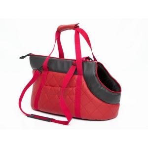 Sac de transport pour chien - R2 - Cuir écologique - Rouge - Taille moyenne - Animal moyen
