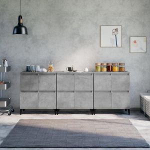SALE 2025Buffets bahut vaisselier - Buffets - Lot de 3 - Gris béton - 60x35x70 cm - bois dingénierie57 Kg 8876