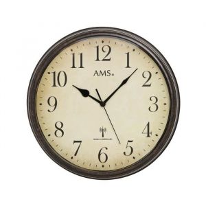 Pendule murale - AMS - 5962 - Couleur brun - Cadran champagne - Affichage analogue