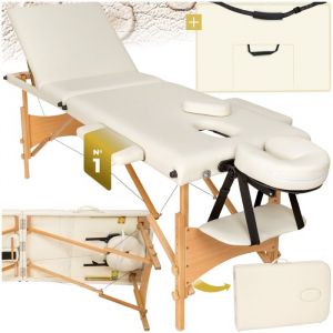 Table de massage - TECTAKE - Table de soin DANIEL 3 zones avec sac de transport 210 x 95 x 62 - 84 cm - Beige