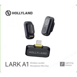Microphone Hollyland Lark A1 Lightning 48 kHz/24 bits 3 niveaux de r&eacute;duction du bruit 2TX + Lightning RX (noir)