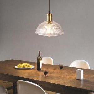 iDEGU Suspension Luminaire ModerneLampe Luminaire Abat-jour en Verre Design Demi - cercle E27 Plafonnier Vintage pour Salon