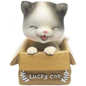 Figurine Voiture Chat T&ecirc;te Qui Bouge la T&ecirc;te en R&eacute;sine Poup&eacute;e D&eacute;coration de Voiture