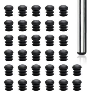 32 Pi&egrave;ces Embout Bouchons pour Tube de Chaise de Rond Noirs Embout Entrant Rond pour Remplacement Ferrures Pieds Chaises de 19 mm