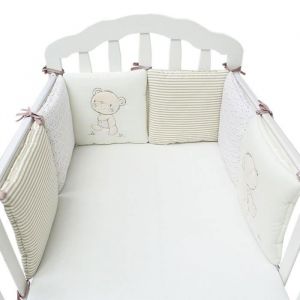 Tour de Lit Bb Qianle - Pare-choc 6 Pices 30x30cm en Coton Mlang - Couleur Beige Beige TOUR DE LIT BEBE