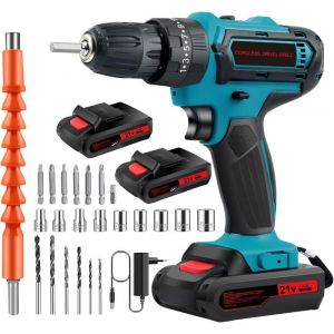 Perceuse Visseuse Sans Fil 28V Perceuse Visseuse Devisseuse Sans Fil pour le Bricolage 25+3 Réglages de Couple 24 Accessoires