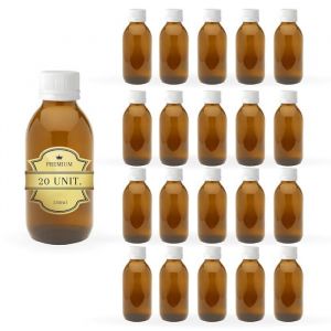 20x Flacon Vide en Verre Ambr&eacute; de 150 ml avec Couvercle en Plastique - Flacon pour Huiles Essentielles et Cosm&eacute;tiques