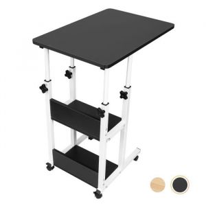 MENGDA Noir - Bureau DOrdinateur en Bois De Bureau Dordinateur Portable De Chevet Réglable en Hauteur Table de Lit à roulettes