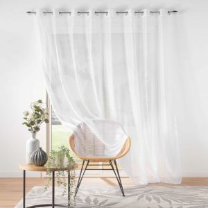 voilage grande largeur 300 x 240 cm voile sablé Lissea Blanc