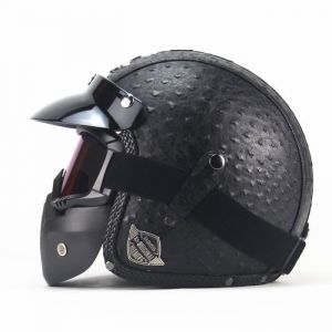 Casque Jet de Marque Casque v&eacute;lo Demi-Jet Helmet Scooter Biker Casque de Moto r&eacute;tro Adulte mixteNoir