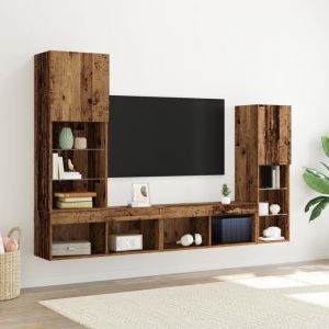 Moderne Meuble TV Table TV/HIFI - avec lumières LED Bois vieilli 40.5x30x102 cm FR(83174323)