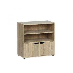 Meuble de rangement &eacute;tag&egrave;re avec 2 portes coloris ch&ecirc;ne naturel - Longueur 60 X Profondeur 30 X Hauteur 60 cm