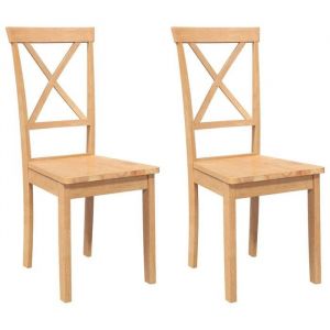 NEUF 2026 CHIC Chaises &agrave; manger SWEETY pour cuisine lot de 2 bois massif caoutchouc 42.5x53.5x94 cm CCC1113