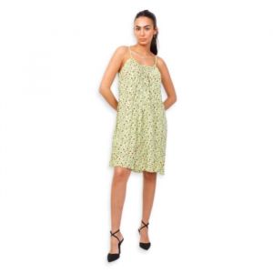 Robe femme à bretelles longueur genoux - Vert anis - coupe ample