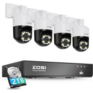 ZOSI 3K Kit Cam&eacute;ra de Surveillance PoE 8CH 2To 8MP NVR avec 5MP Cam&eacute;ra Surveillance Ext&eacute;rieure PoE Cam&eacute;ra PT 360