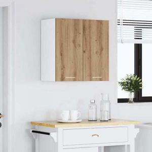Caisson haut cuisine Brun - LEMON&reg; Meuble mural de cuisine Lyon - avec rangement - ch&ecirc;ne artisanal - 60x31x60cm - Bois ding&eacute;nieri