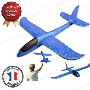 Cobye - Avion en Polystyr&egrave;ne Bleu 47 cm &ndash; Jouet Educatif et Planeur &agrave; Lancer &agrave; la Main pour Enfants Jeux de Plein Air et Sportifs