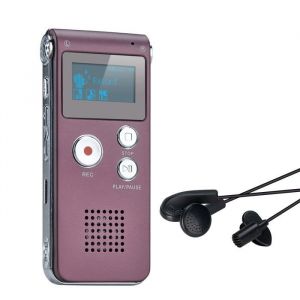 Enregistreur vocal numérique portable Enregistreur audio Dictaphone Enregistreur LCD Lecteur MP3-8 Go (vin rouge)